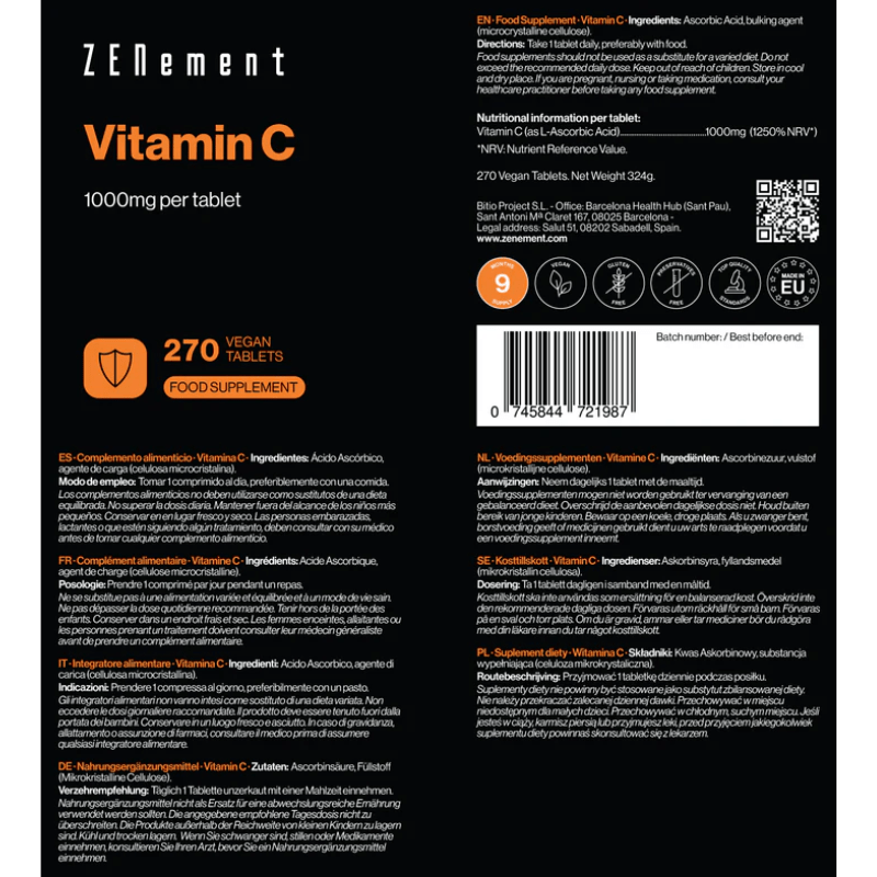 vitamina c zenement 4 Vitamina C 1000 mg por Comprimido - Imagen 2