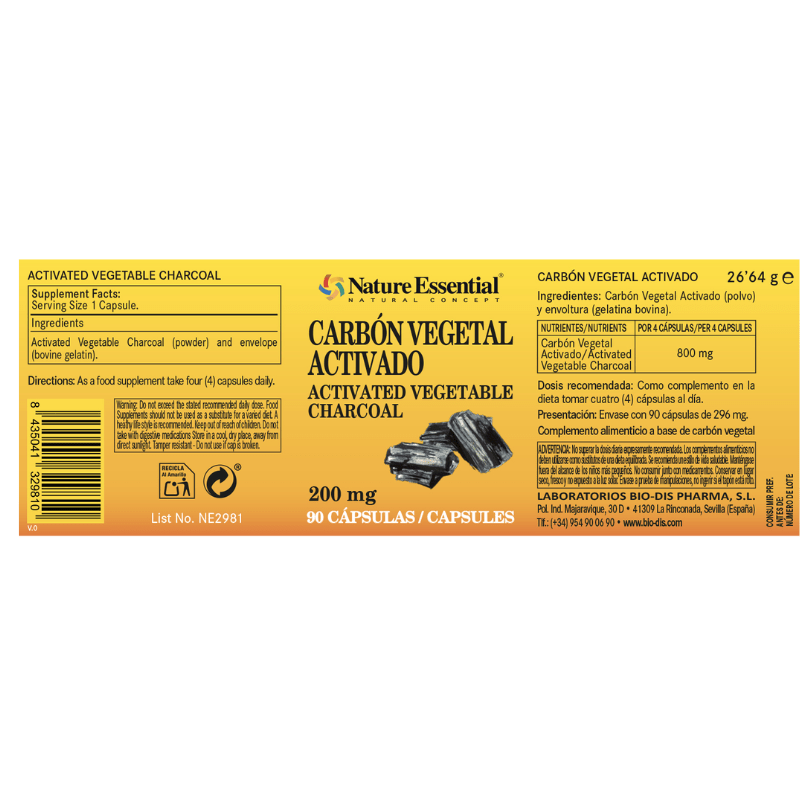 carbon natural essntial2 Carbón vegetal activado 200 mg. - Imagen 2