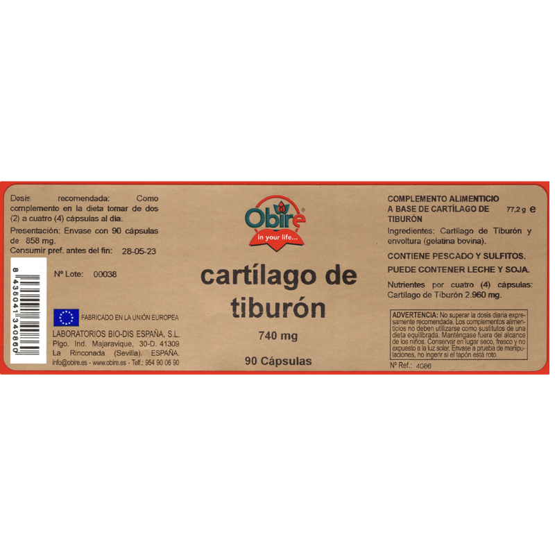 cartilago obire Cartílago de tiburón 740 mg. - Imagen 2