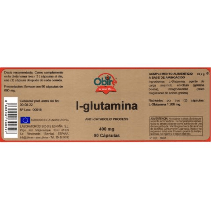 glutamina obire2 L-Glutamina 400 mg | Aminoácido - Obire - Imagen 3