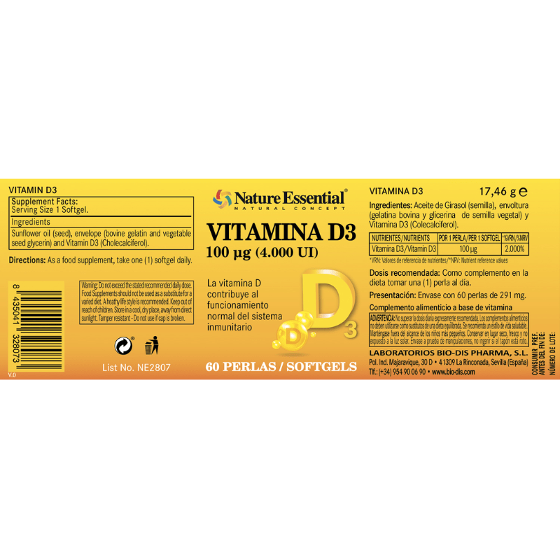 vitamina d3 nature2 Vitamina D3 100 mcg. (4000 U.I)|Defensas, Huesos,Función Muscular. - Imagen 2